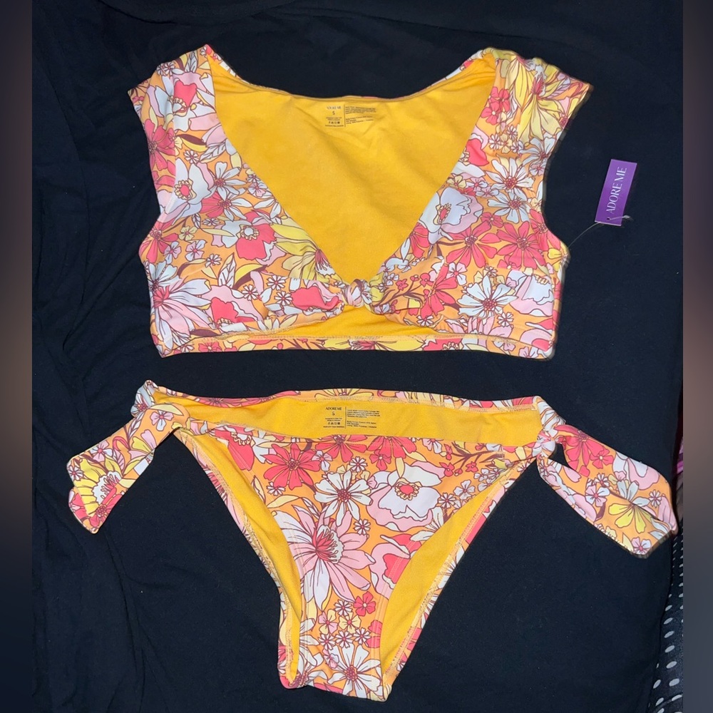 Adore Me Floral Bikini in Yellow and Pink